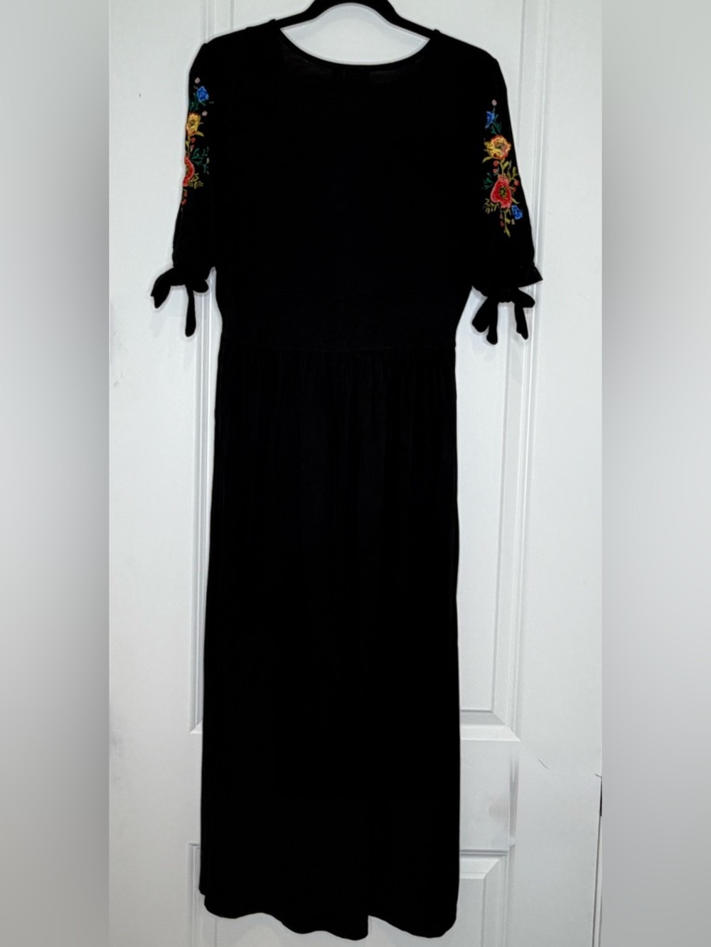 ASOS DESIGN Embroidered Midi Button Through Tea Dress Black Fit & Flare Size 10 - Picture 11 of 15